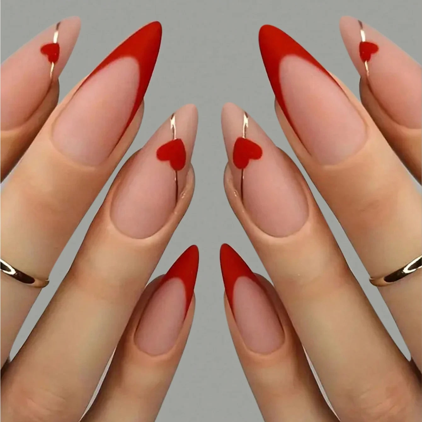 24Pcs ARTAUG Pink Stiletto Press-On Nails - Love Design Handmade Medium Length
