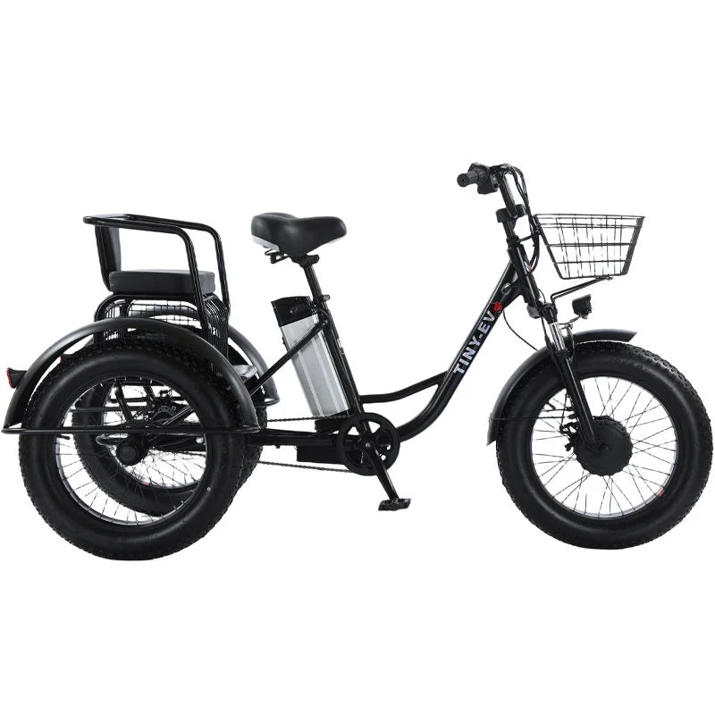 3 Wheel Fat Electric Bike 500W 48V Adult Tricycle - Removable Battery & Cargo Basket