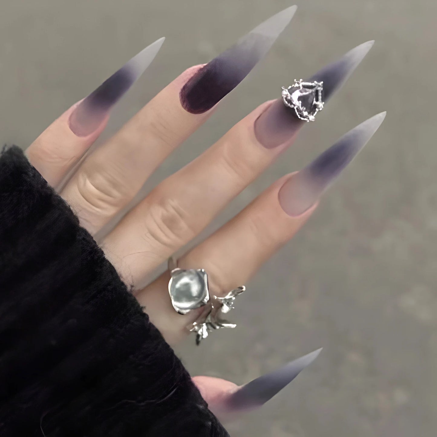 Halloween 3D Black Snake Press-On Nails - Y2K Dark Scrub Super Long (24 Pieces)