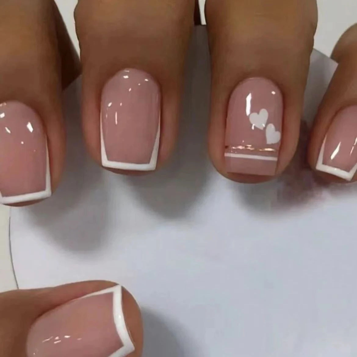 24Pcs ARTAUG Pink Stiletto Press-On Nails - Love Design Handmade Medium Length