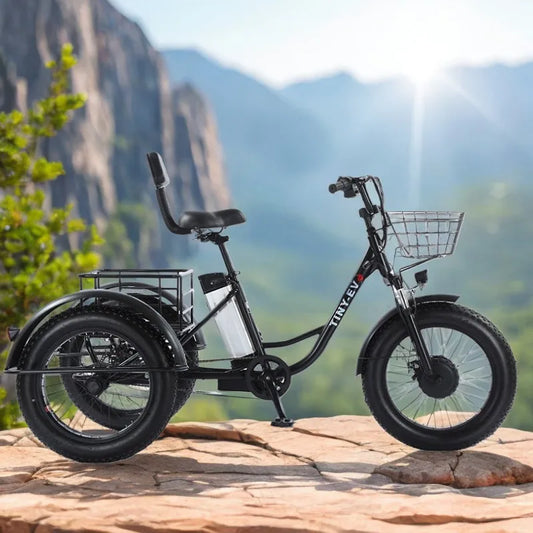 3 Wheel Fat Electric Bike 500W 48V Adult Tricycle - Removable Battery & Cargo Basket