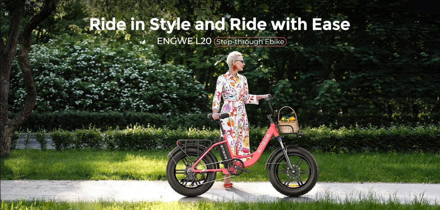 Electric Bicycle ENGWE L20 250W 48V 13AH - Fat Tire Ebike 140km Range