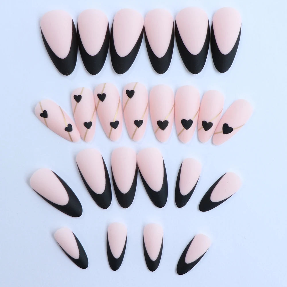 24Pcs ARTAUG Pink Stiletto Press-On Nails - Love Design Handmade Medium Length