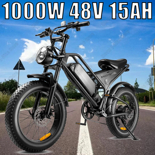 Mountain Electric Bike 1000W 48V 15Ah - Fat Tire Off-Road E-Bicycle Motorcycle Style