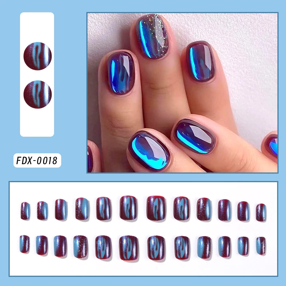 24Pcs Black Halloween Fake Nail Tips with Diamond Spider Web Design Press On Nails Short Square Wearable Y2K False Fingertips 1