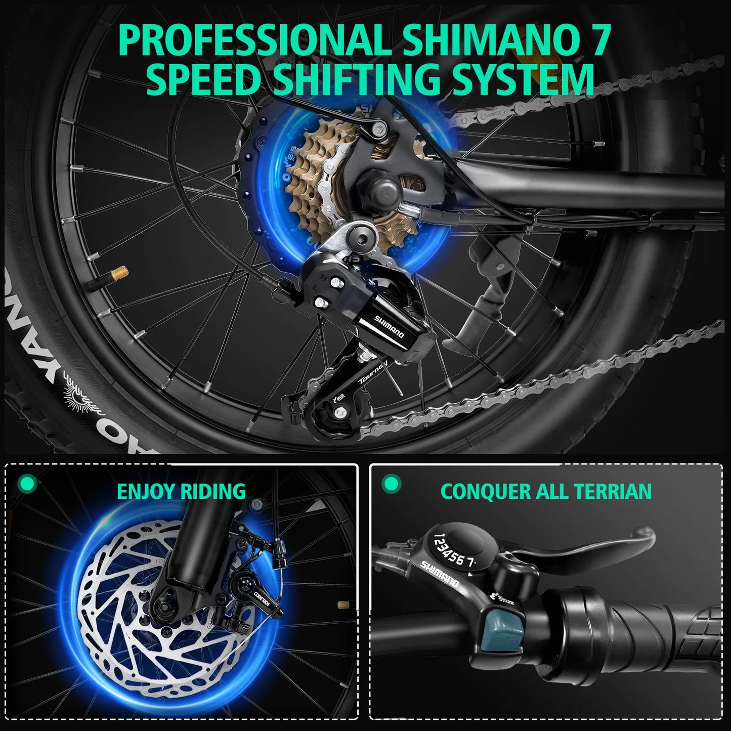 Mountain Electric Bike 1000W 48V 15Ah - Fat Tire Off-Road E-Bicycle Motorcycle Style