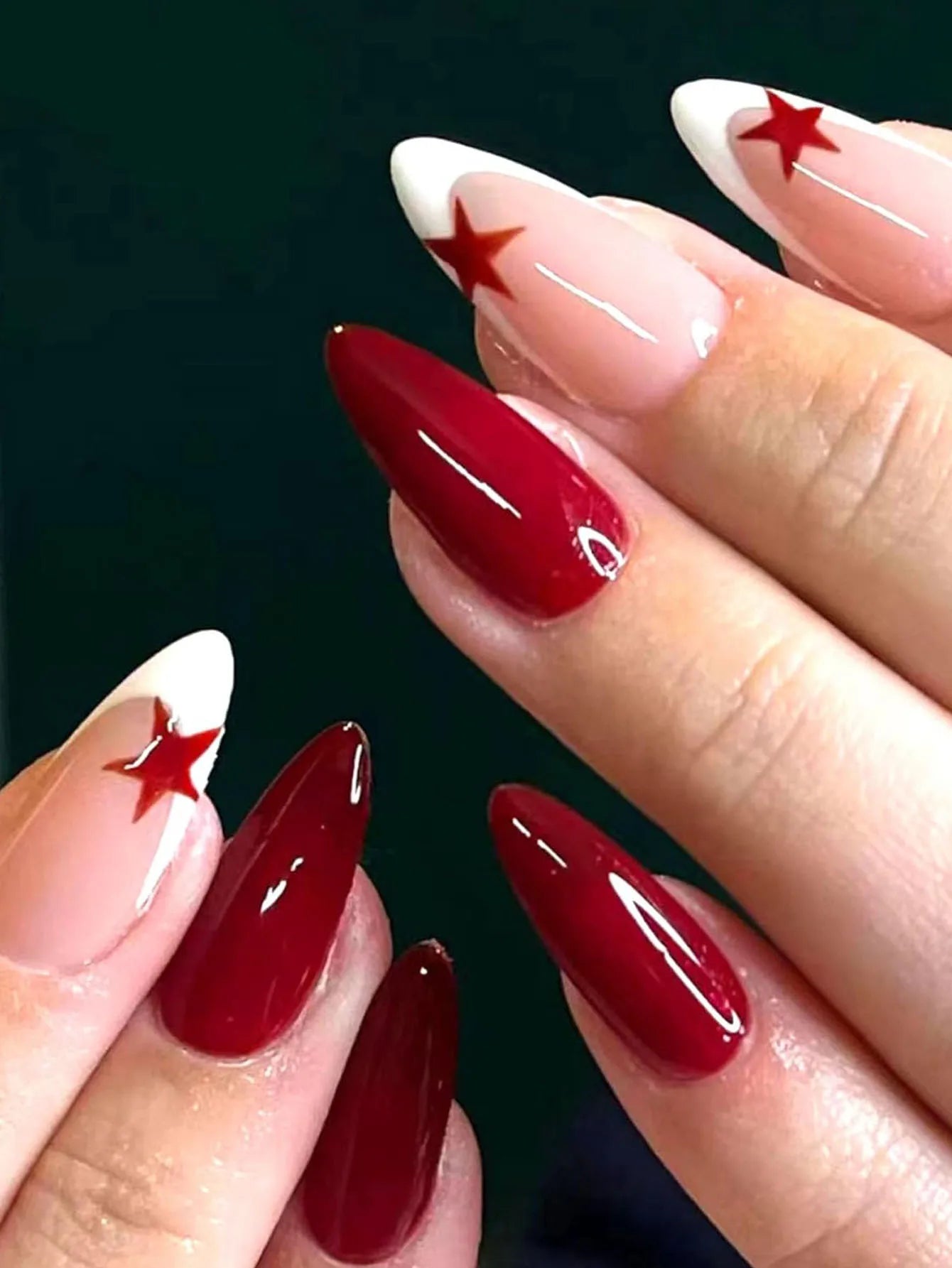 24Pcs ARTAUG Pink Stiletto Press-On Nails - Love Design Handmade Medium Length