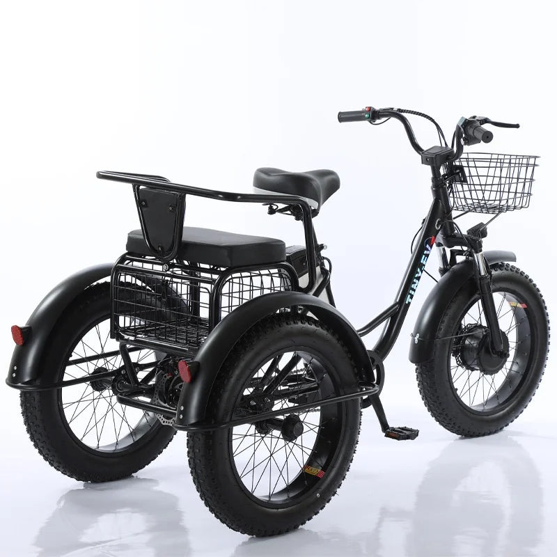 3 Wheel Fat Electric Bike 500W 48V Adult Tricycle - Removable Battery & Cargo Basket