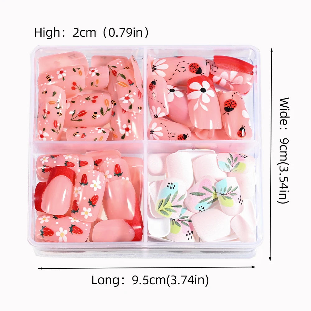 96Pcs/box Halloween Series False Nails #24*4 Press on Nails Ghosts Pumpkin Spider Design Full Cover Almond/Coffin Fake Nail Tips