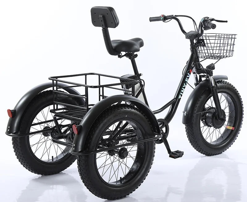 3 Wheel Fat Electric Bike 500W 48V Adult Tricycle - Removable Battery & Cargo Basket