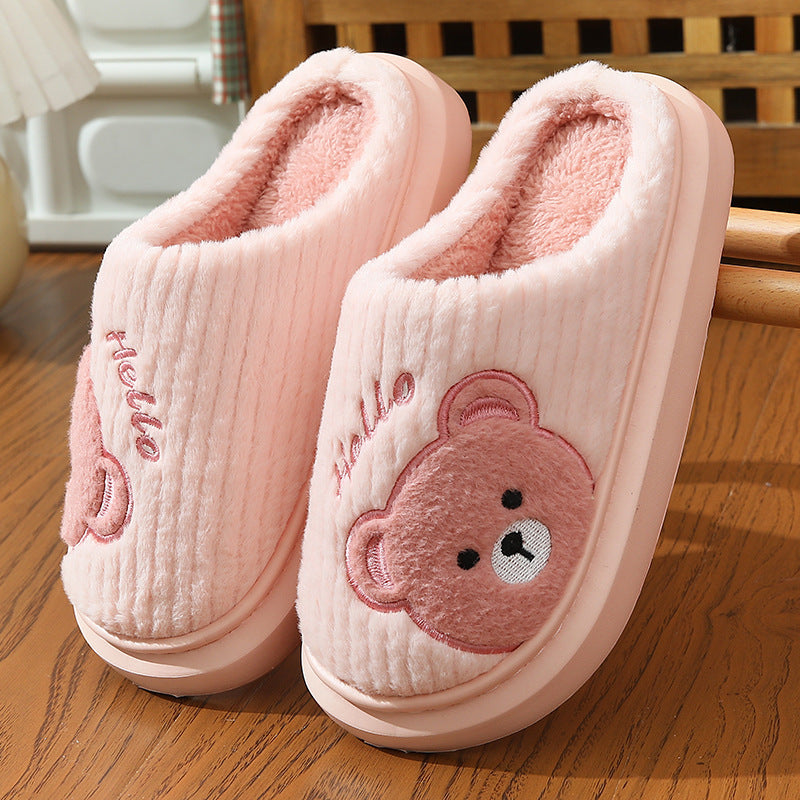 EVA Thick-soled Cotton Slippers Cartoon Bear Plush Cotton Slippers - Bests Sale