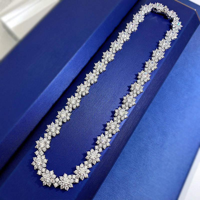 925 Silver High Carbon Diamond Sunflower Collarbone Chain - Bests Sale