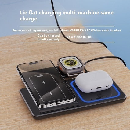 15W 3 In 1 LED Fast Wireless Charger Stand Foldable Charging Station For Smart Phone 15 14 13 12 11 IWatch 9 8 7 6 5 Airpods Pro Coffee Jasper