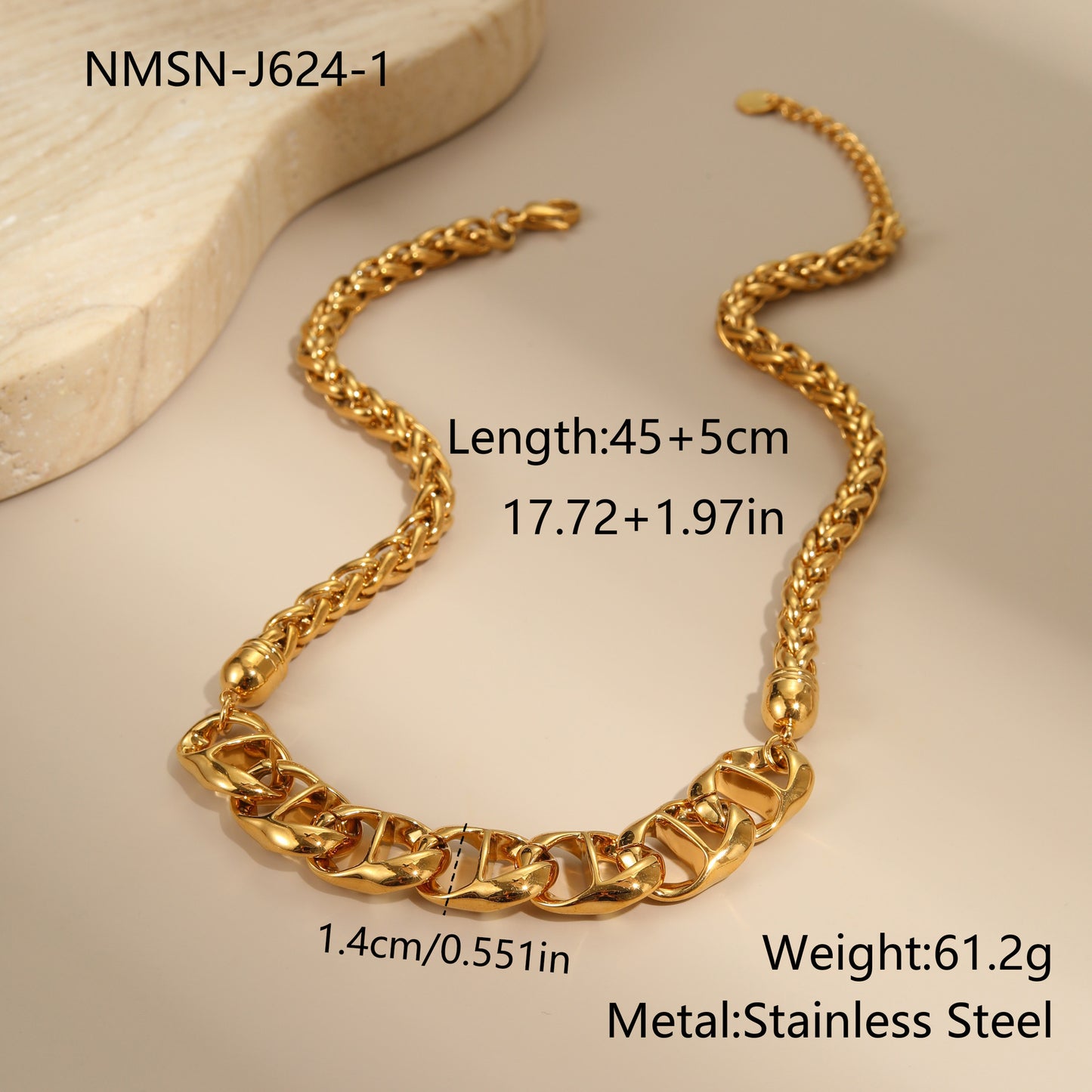 Stainless Steel Necklace, Gold Plated, No Fading, All-matching - Bests Sale