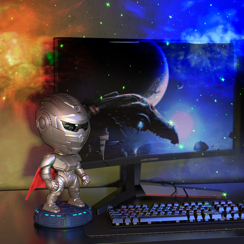 Hot-selling Mecha Samurai Starry Sky Projection Night Light, An Ambient Light That Can Be Customized. It's A Popular Cross-border Product, A Small Night Light For Children's Bedrooms. Coffee Jasper