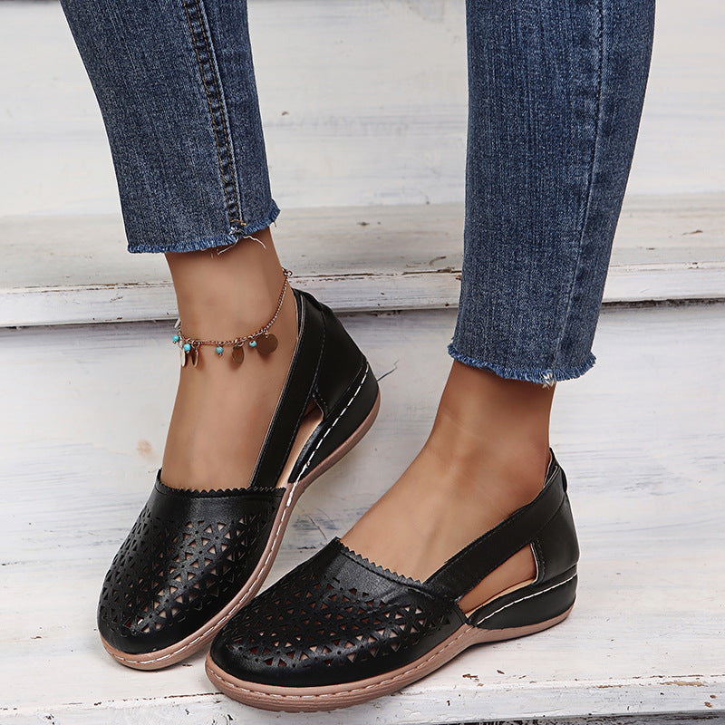 Round Toe Wedge Cross-border Large Size Flat Bottom Women's Sandals - Bests Sale