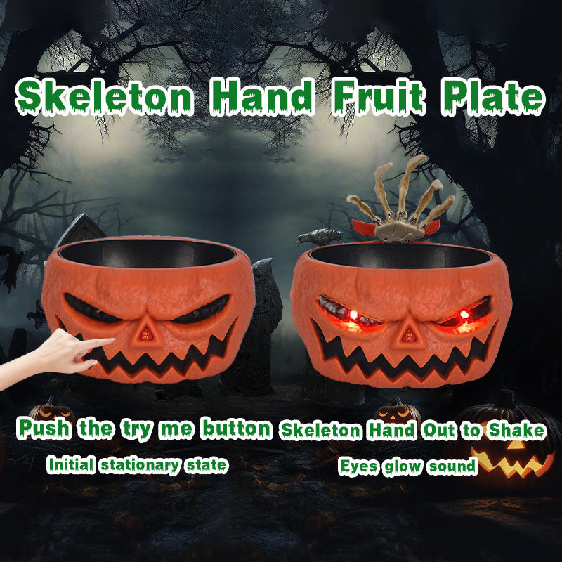 Halloween Candy Bowl Plastic Pumpkin Bowl With Motion Activated Hand, Halloween Serving Dishes Battery Operated Halloween Pumpkins Bowl For Trick-or-Treaters Party Bests Sale