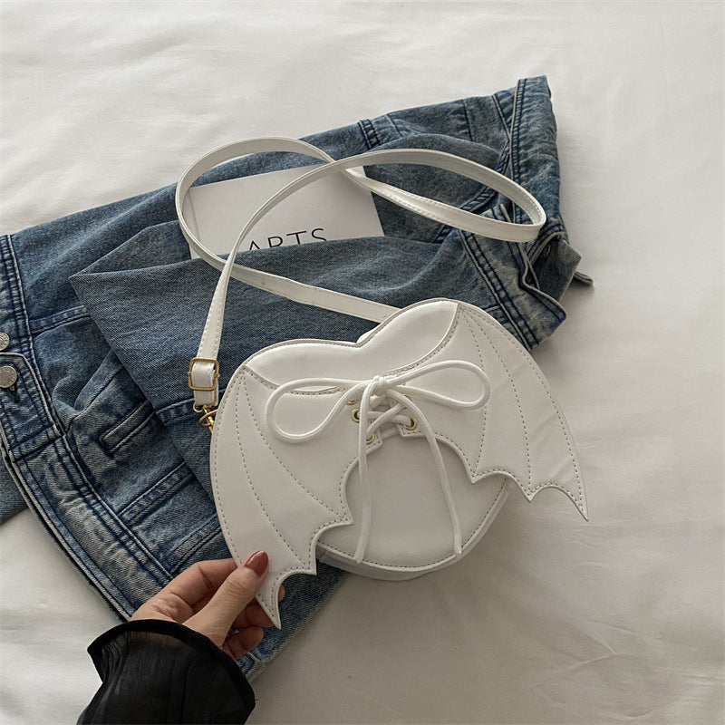 Heart Shape Bag Strap Design Bat Wings One Shoulder Crossbody Bag Bests Sale