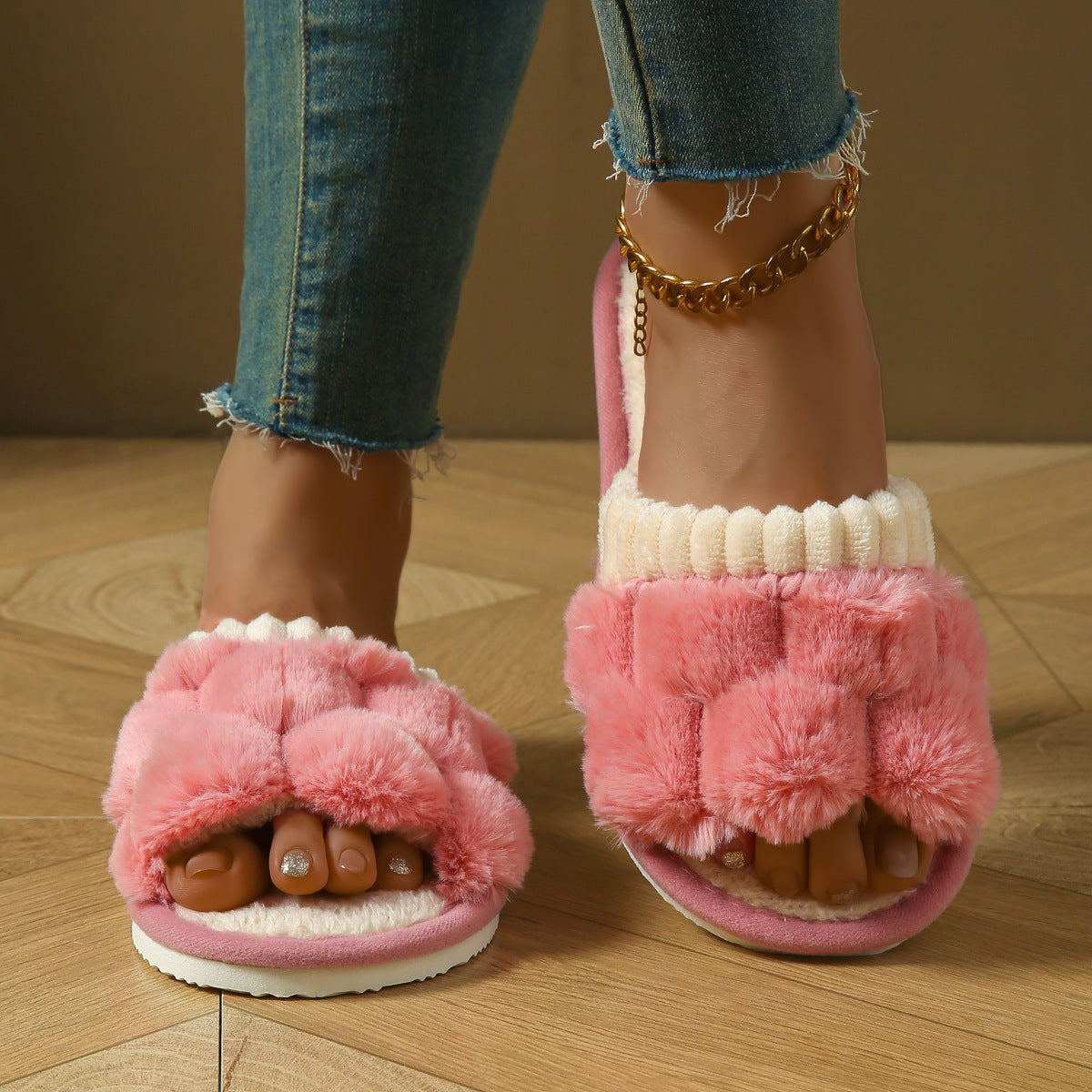 New Bow Plush Slippers Indoor - Bests Sale