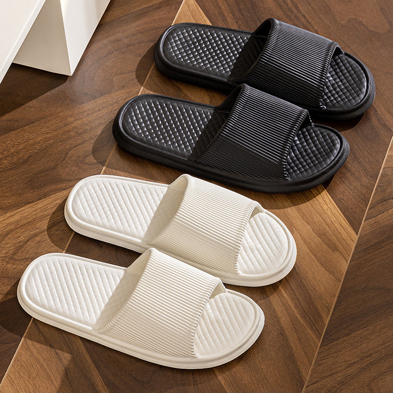 Summer Slipper Indoor House Shoes For Men Women Couples Solid Color Rhombus Striped Non-slip Bathroom Slippers - Bests Sale