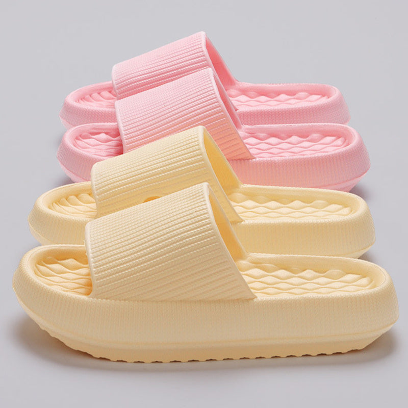 Summer EVA Slippers Solid Color Rhombus Stripe Anti-slip Slippers New Women's Home Shoes - Bests Sale