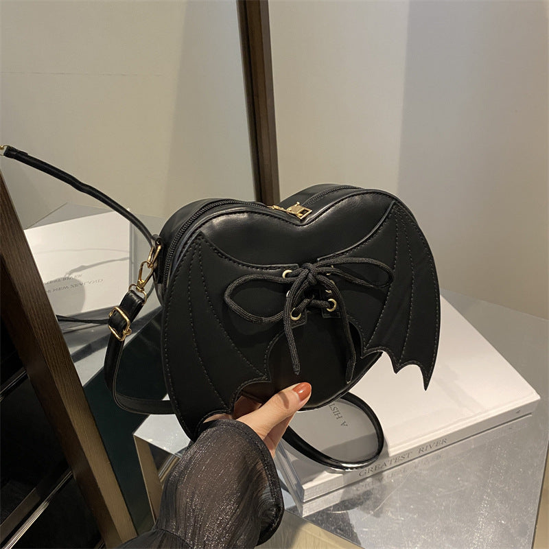 Heart Shape Bag Strap Design Bat Wings One Shoulder Crossbody Bag Bests Sale