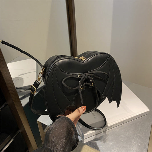 Heart Shape Bag Strap Design Bat Wings One Shoulder Crossbody Bag Bests Sale