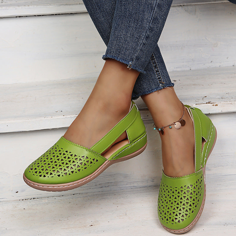 Round Toe Wedge Cross-border Large Size Flat Bottom Women's Sandals - Bests Sale