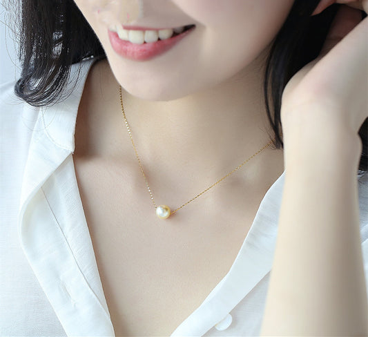 Perfect Round Glare Necklace Seawater Pearl Pendant - Bests Sale