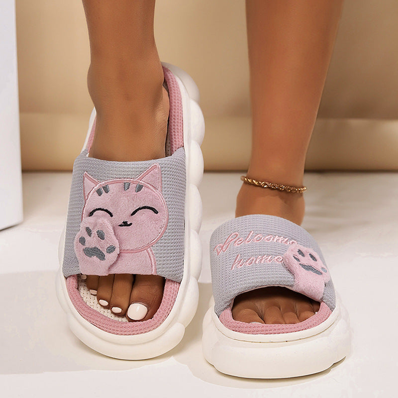 Cute Cartoon Kitten Home Slippers For Women - Bests Sale