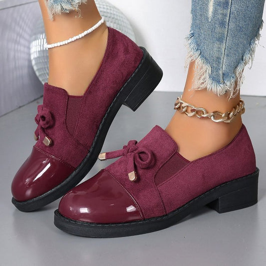 Women's Bowknot Chunky Heel One Pedal Loafer - Bests Sale