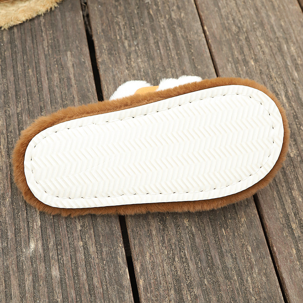 Fluffy Slippers Cross Strap Stitching Warm Casual Platform Slippers - Bests Sale