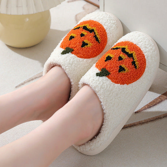 Halloween Pumpkin Cartoon Slippers Warm Winter Slippers Men And Women Couples Indoor House Shoes Bests Sale