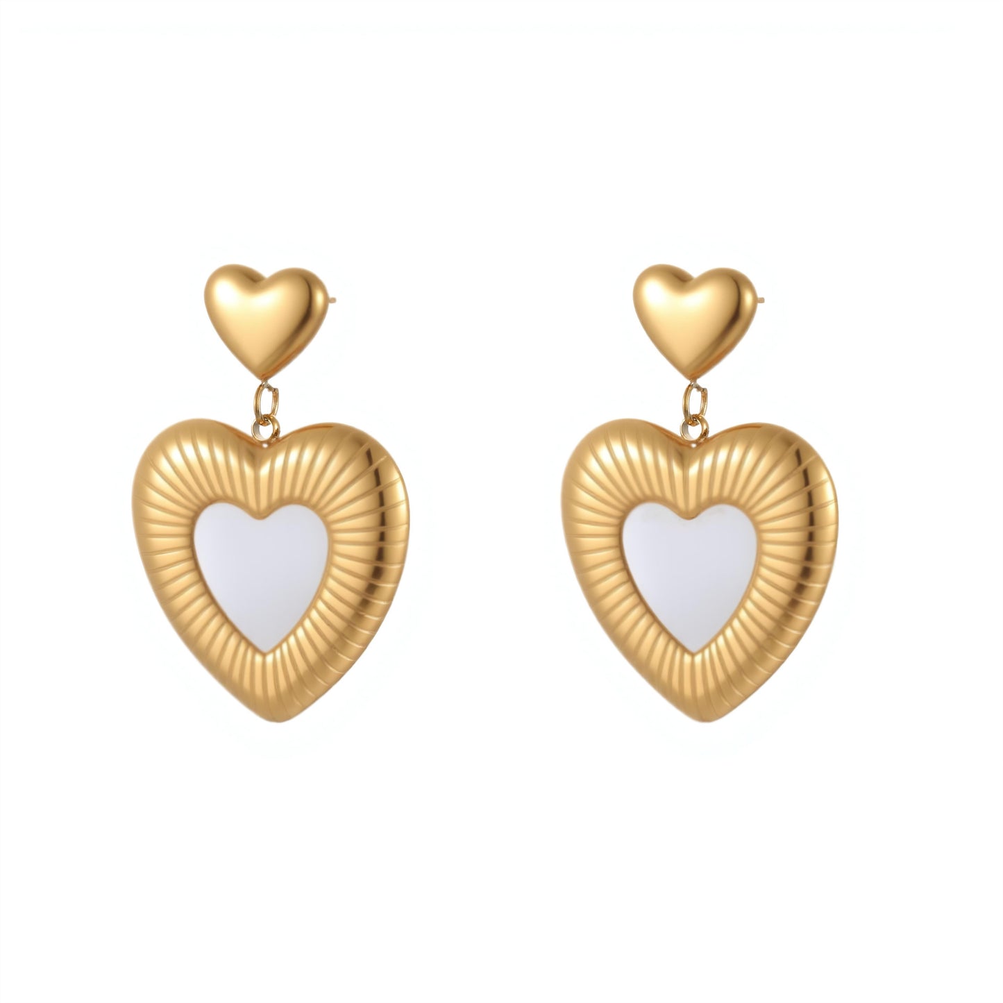 Heart Stainless Steel White Fritillary Earrings - Bests Sale