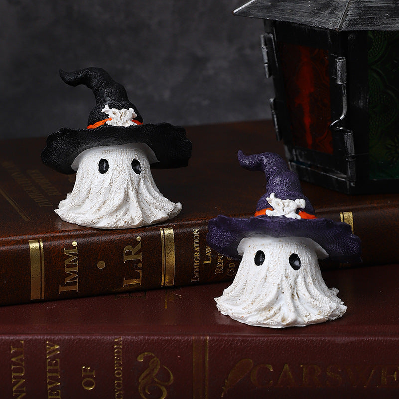 Resin Decoration Halloween Wizard Hat Ghost Ornaments Bests Sale