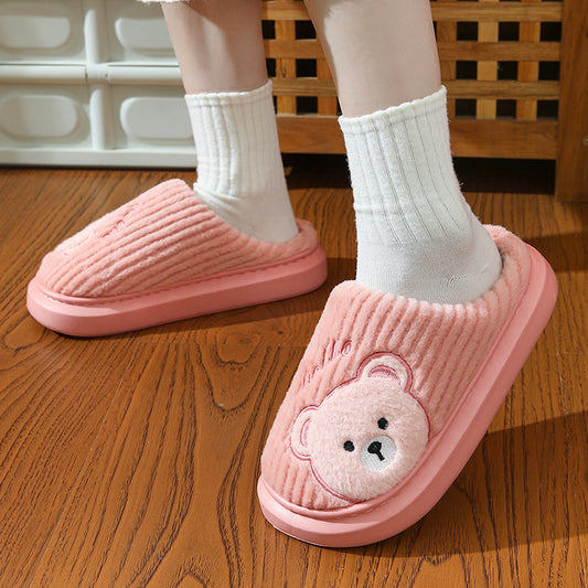 EVA Thick-soled Cotton Slippers Cartoon Bear Plush Cotton Slippers - Bests Sale