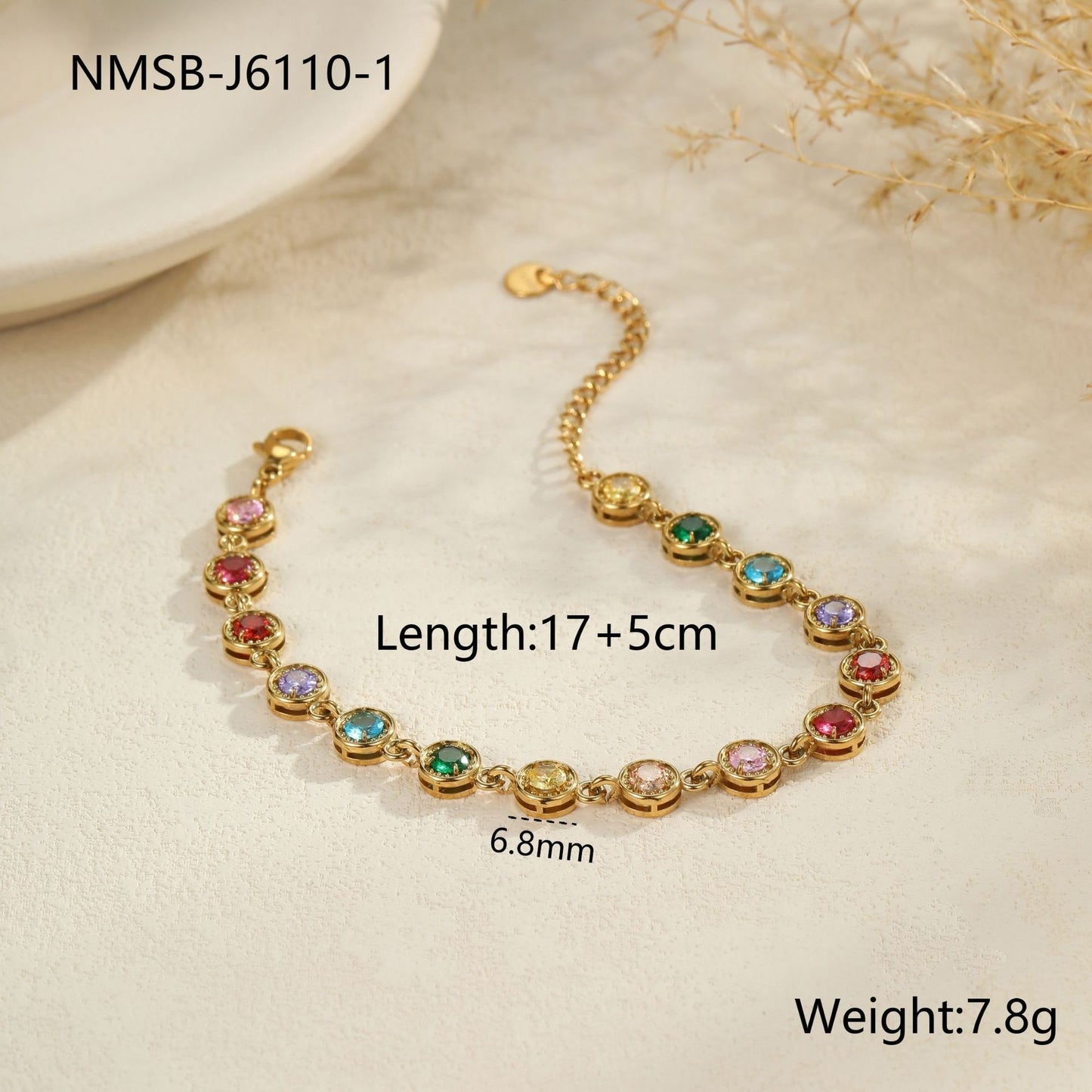 Color Zircon Stainless Steel Bracelet - Bests Sale