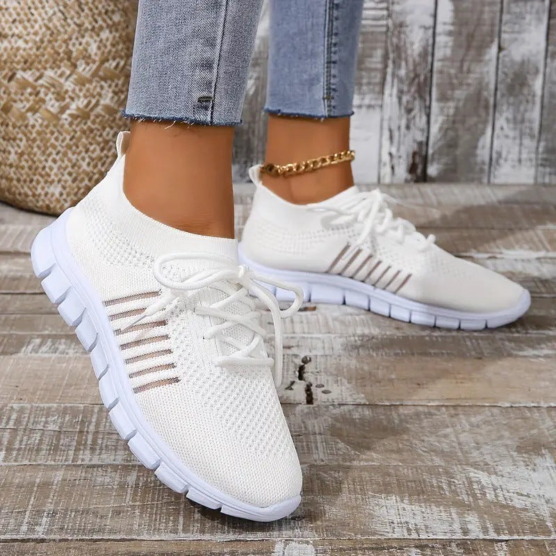 Women's Breathable Sneaker High-cut Lace-up Platform Casual Shoes - Bests Sale
