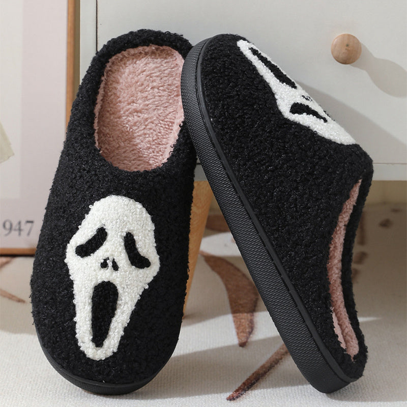 Halloween Skull Cartoon Print Slippers Warm Winter Slippers For Men Women Couple Home Shoes Indoor Cotton Slippers Bests Sale