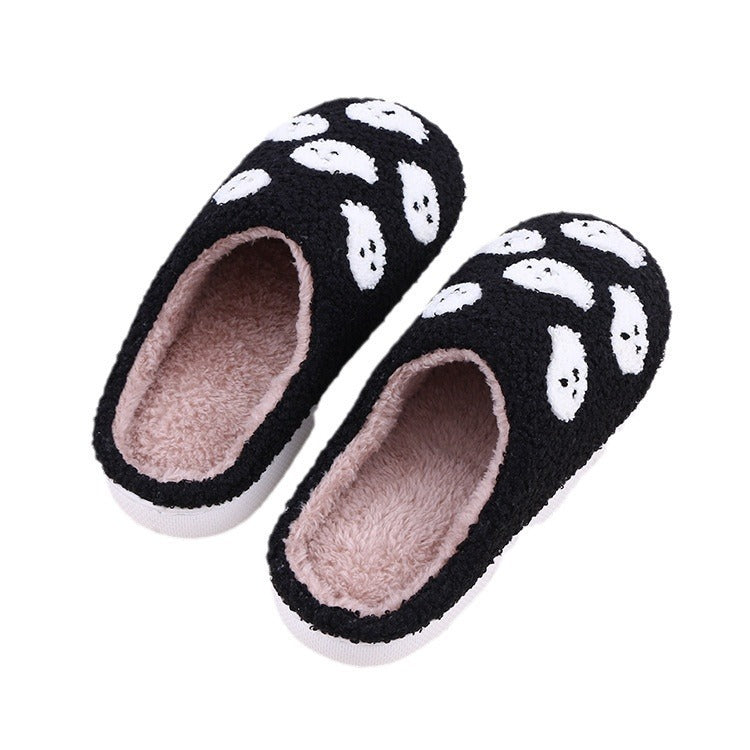 Halloween Funny Spider Ghost Scary Flat Indoor House Shoes For Women Men Soft Plush Cozy Horror Halloween Gifts Bests Sale