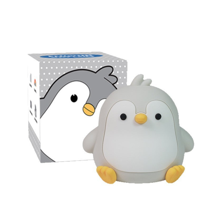 Baby Penguin Small Night Bedroom Bedside Silicone Pat Lamp Coffee Jasper