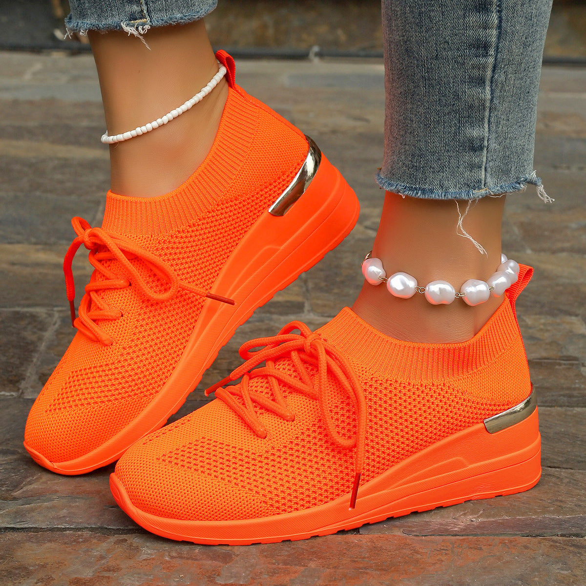 Round Head Leisure Front Lace-up Platform Shoes - Bests Sale