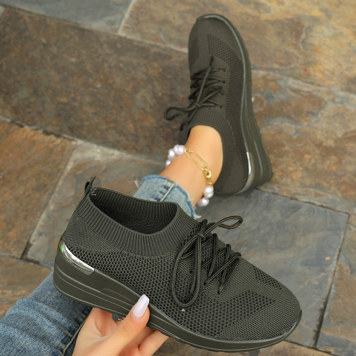 Round Head Leisure Front Lace-up Platform Shoes - Bests Sale
