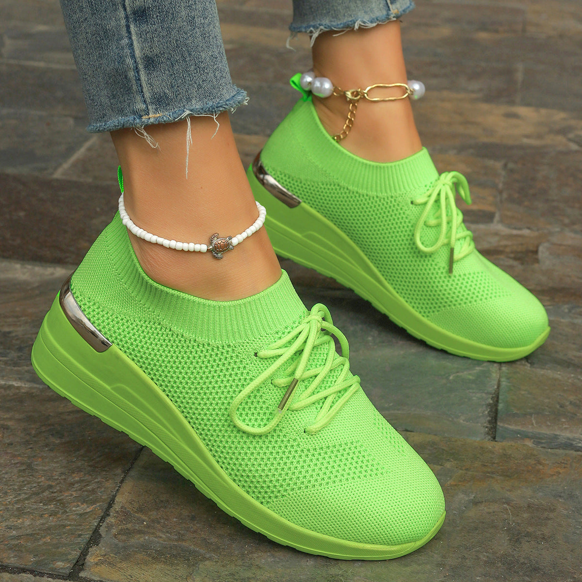 Round Head Leisure Front Lace-up Platform Shoes - Bests Sale