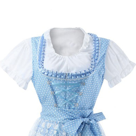 Halloween Munich Beer Long Short-sleeved Printed Lace-up Dress - Bests Sale