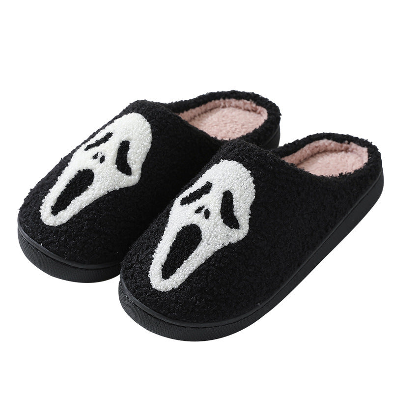 Halloween Skull Cartoon Print Slippers Warm Winter Slippers For Men Women Couple Home Shoes Indoor Cotton Slippers Bests Sale