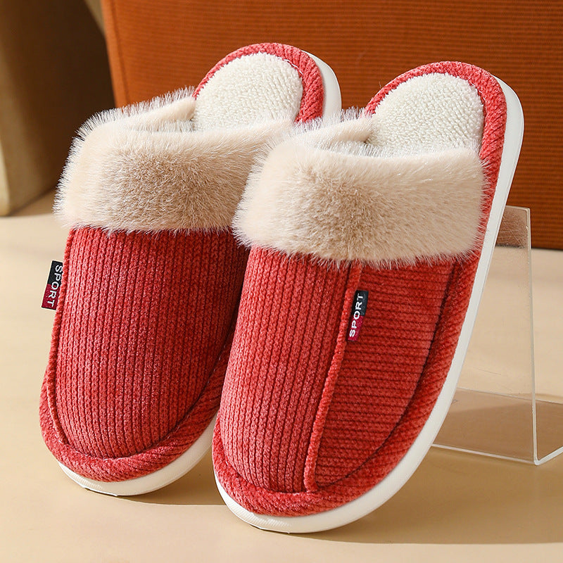 Fur Mouth Home Non-slip Thermal Cotton Slippers - Bests Sale