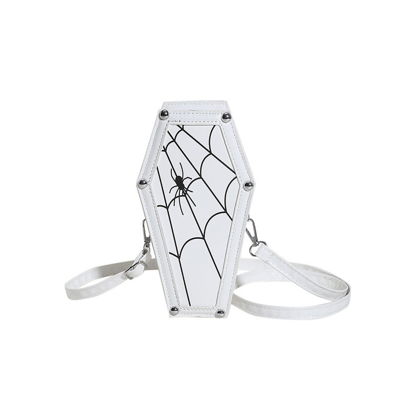 Halloween Coffin-shape Shoulder Bag Gothic Ghost Spider Web Messenger Crossbody Bag Kids Personality Phone Bag For Women Bests Sale