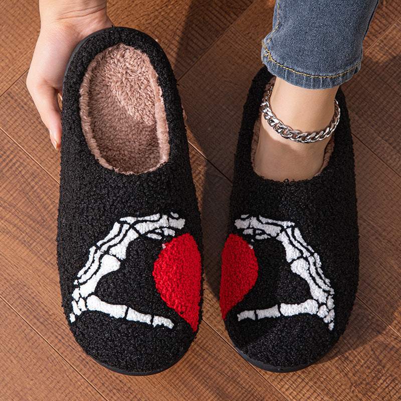Love Black Hand Home Thickened Cotton Slippers Bests Sale