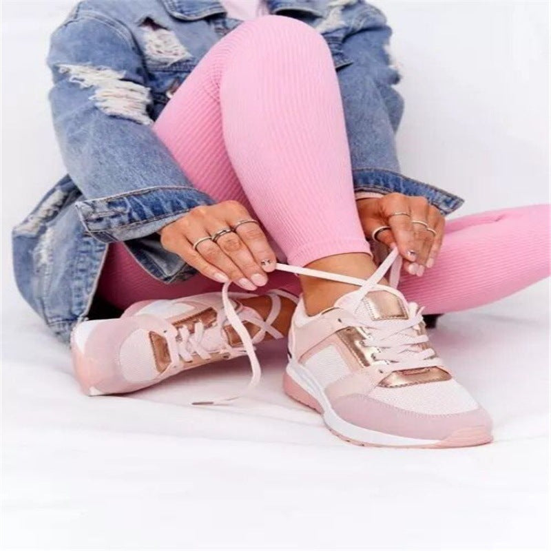 Plus Size Casual Platform Dad Shoes Lace-up Wedge Sports Women - Bests Sale